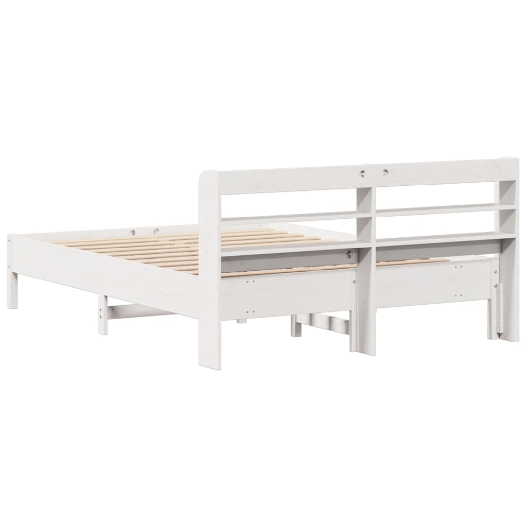Letto Senza Materasso Bianco 135x190 Cm Legno Massello Di Pino - Image 6