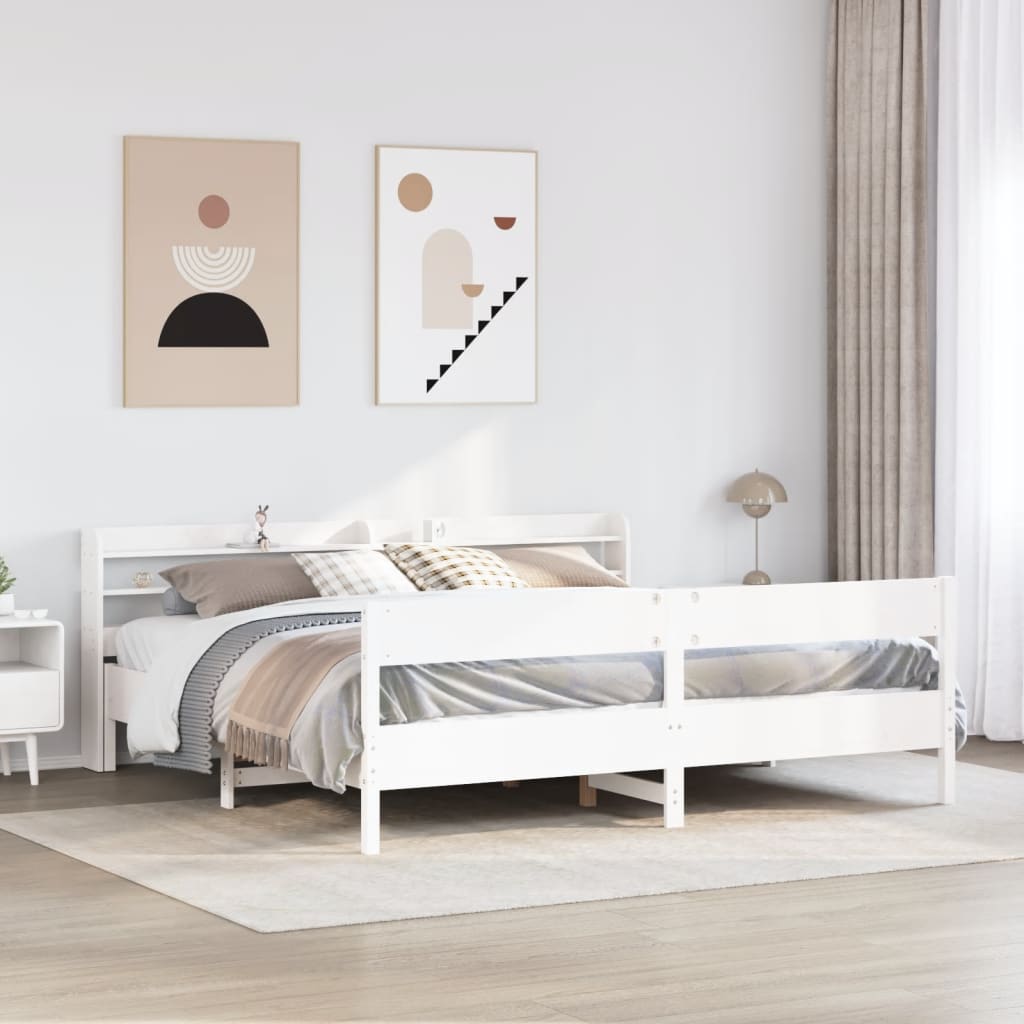 Letto Senza Materasso Bianco 180x200 Cm Legno Massello Di Pino
