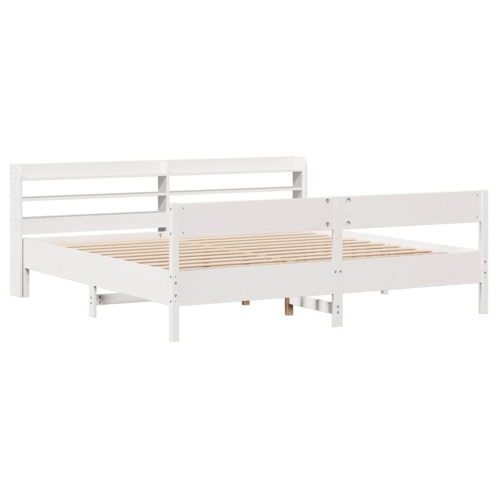 Letto Senza Materasso Bianco 180x200 Cm Legno Massello Di Pino - Image 3