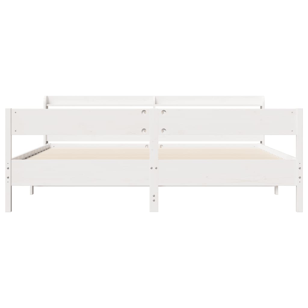 Letto Senza Materasso Bianco 180x200 Cm Legno Massello Di Pino - Image 4