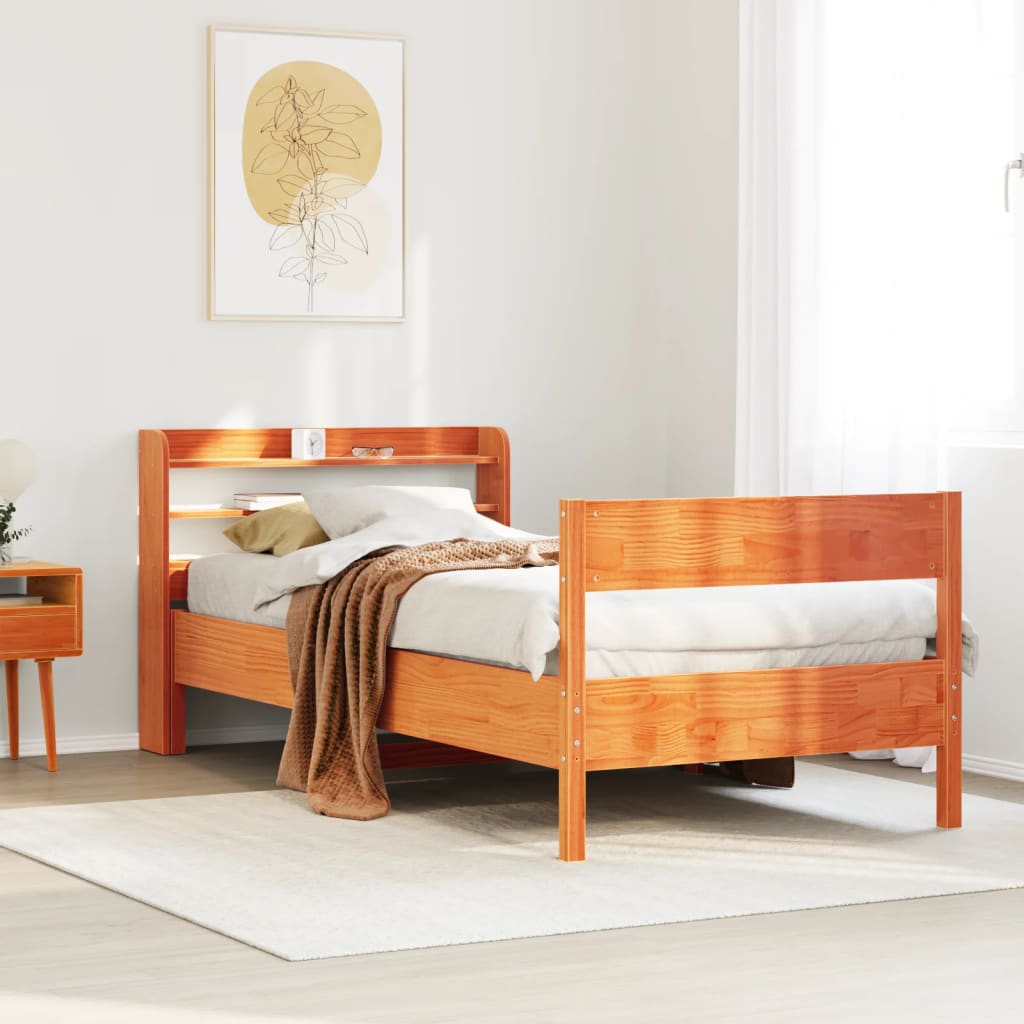 Letto Senza Materasso Marrone Cera 90x200 Cm Legno Di Pino
