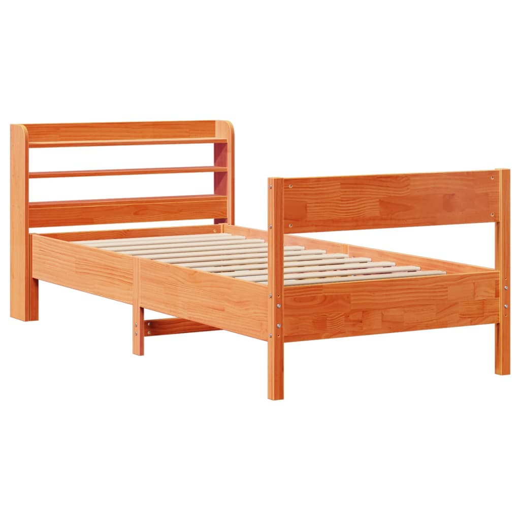 Letto Senza Materasso Marrone Cera 90x200 Cm Legno Di Pino - Image 3