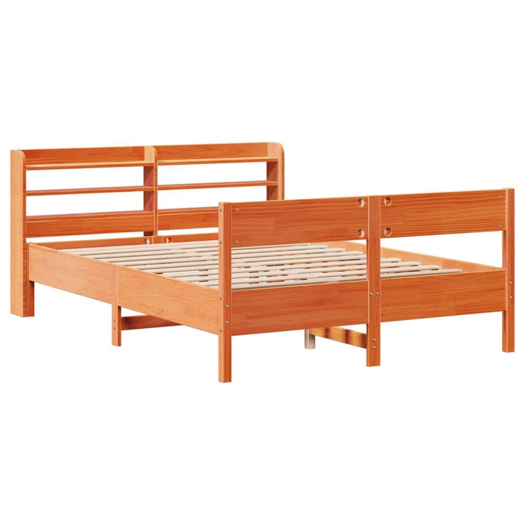 Letto Senza Materasso Marrone Cera 140x190 Cm In Legno Di Pino - Image 3