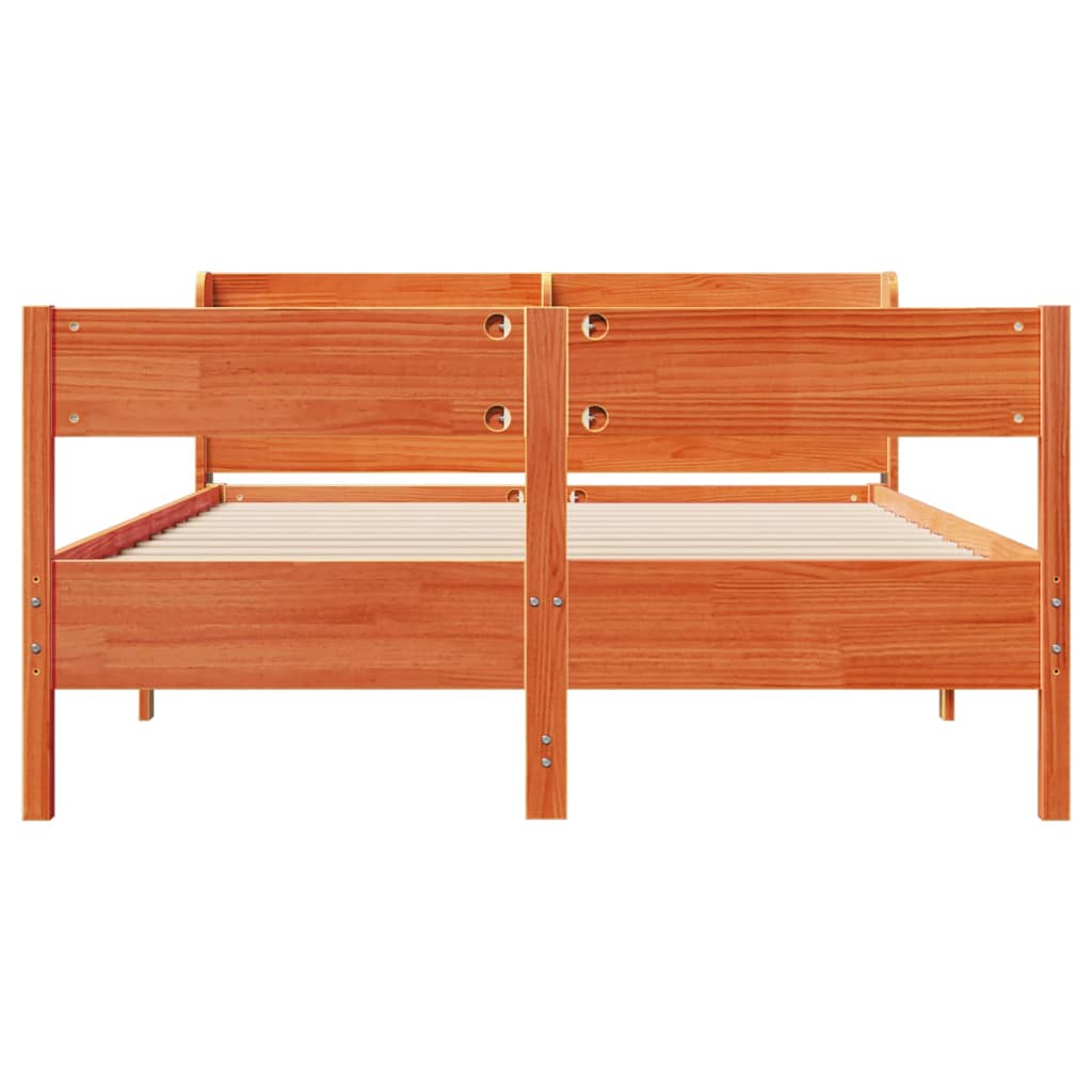Letto Senza Materasso Marrone Cera 140x190 Cm In Legno Di Pino - Image 4