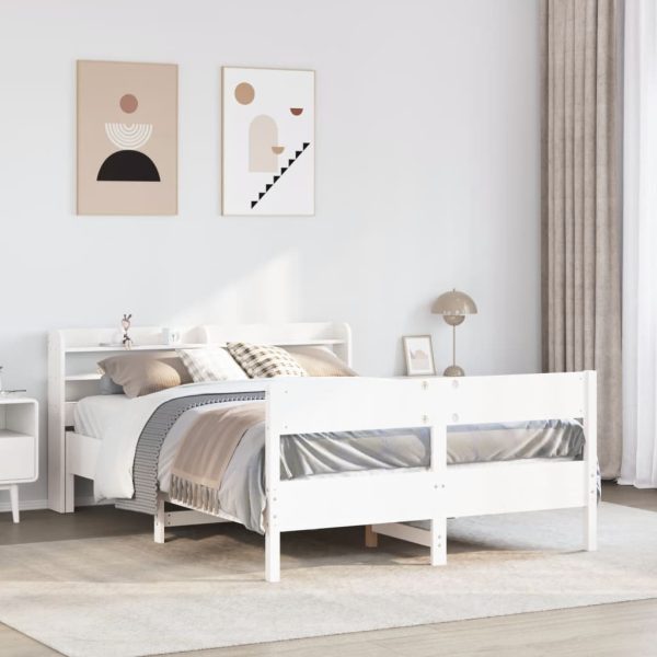 Letto Senza Materasso Bianco 135x190 Cm Legno Massello Di Pino