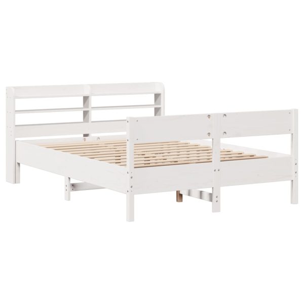 Letto Senza Materasso Bianco 135x190 Cm Legno Massello Di Pino - Image 3