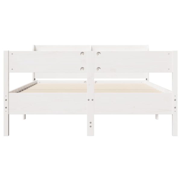 Letto Senza Materasso Bianco 135x190 Cm Legno Massello Di Pino - Image 4
