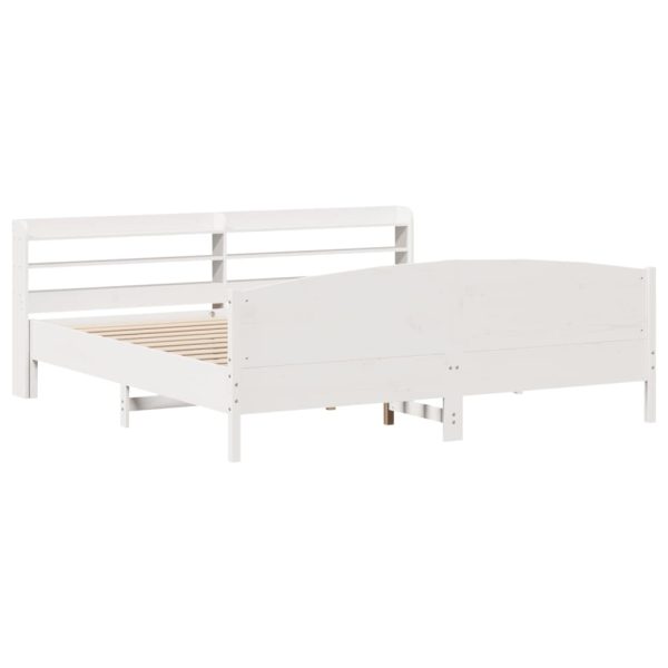 Letto Senza Materasso Bianco 180x200 Cm Legno Massello Di Pino - Image 3