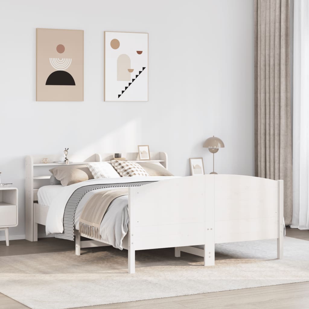Letto Senza Materasso Bianco 135x190 Cm Legno Massello Di Pino