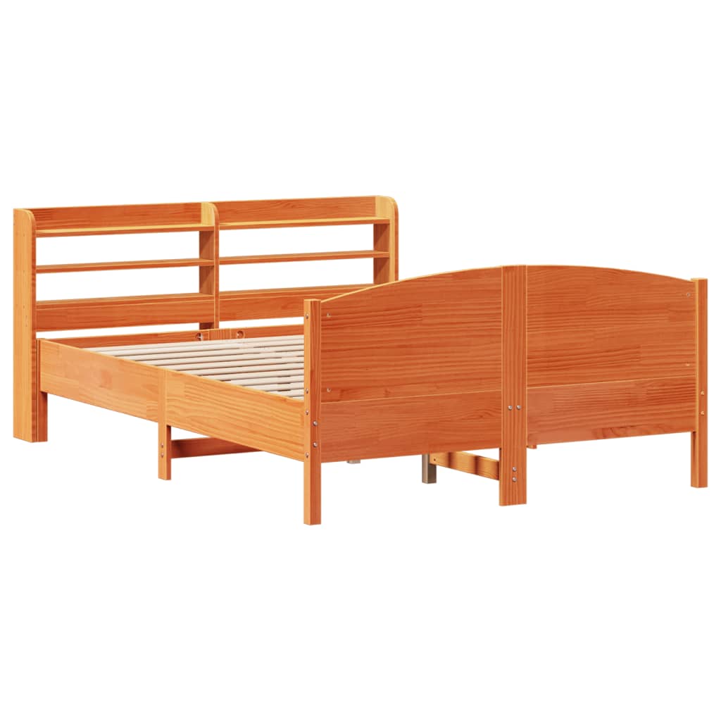 Letto Senza Materasso Marrone Cera 135x190 Cm In Legno Di Pino - Image 3