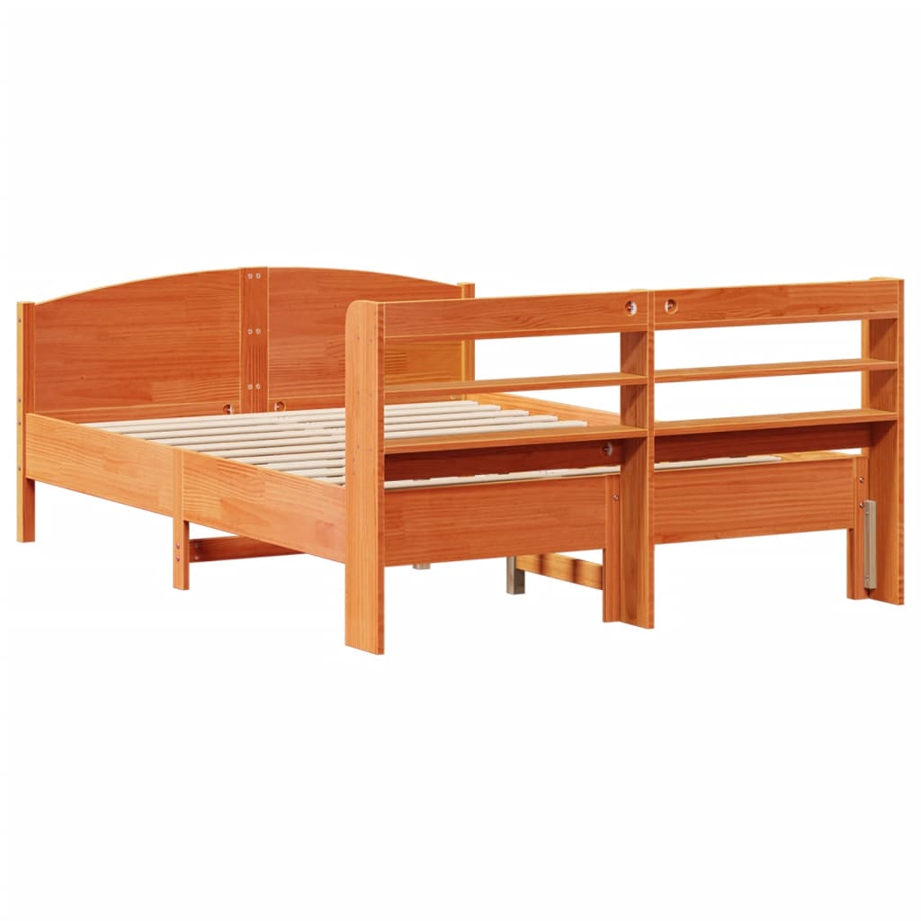 Letto Senza Materasso Marrone Cera 135x190 Cm In Legno Di Pino - Image 6