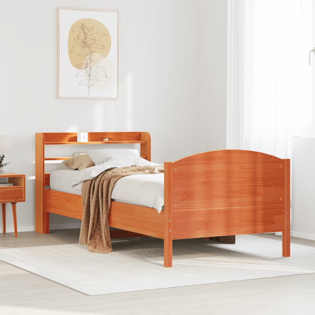 Letto Senza Materasso Marrone Cera 90x200 Cm Legno Di Pino