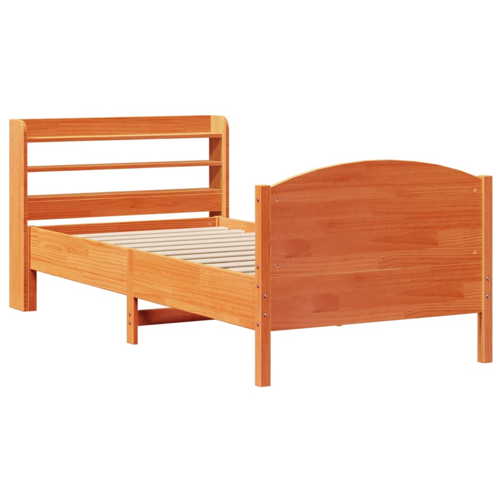 Letto Senza Materasso Marrone Cera 90x200 Cm Legno Di Pino - Image 3