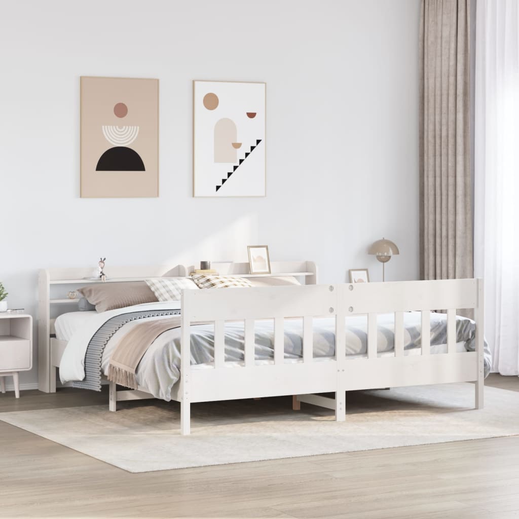 Giroletto Senza Materasso Bianco 200x200 Cm Legno Massello Pino
