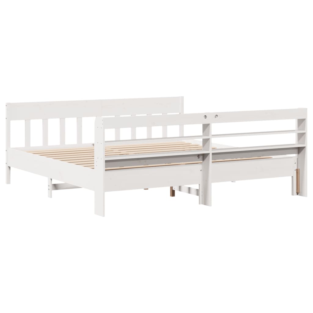 Giroletto Senza Materasso Bianco 200x200 Cm Legno Massello Pino - Image 6