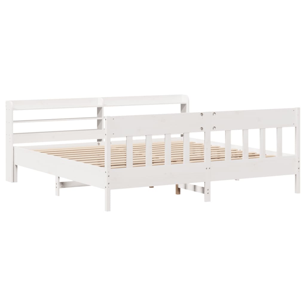Letto Senza Materasso Bianco 180x200 Cm Legno Massello Di Pino - Image 3
