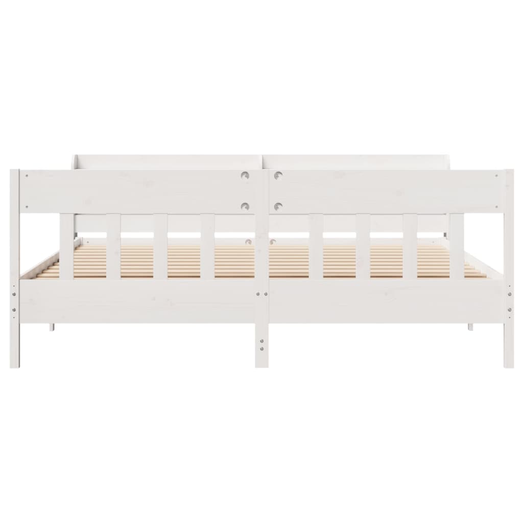 Letto Senza Materasso Bianco 180x200 Cm Legno Massello Di Pino - Image 4