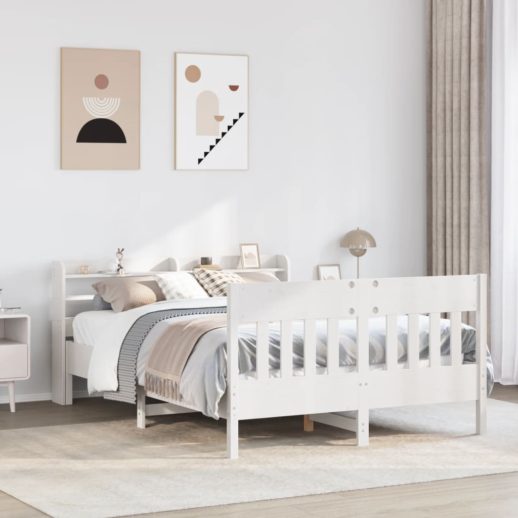 Letto Senza Materasso Bianco 160x200 Cm Legno Massello Di Pino