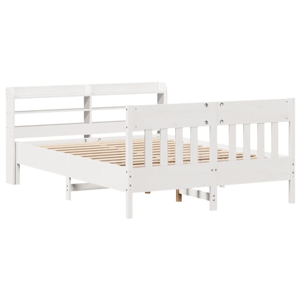 Letto Senza Materasso Bianco 160x200 Cm Legno Massello Di Pino - Image 3