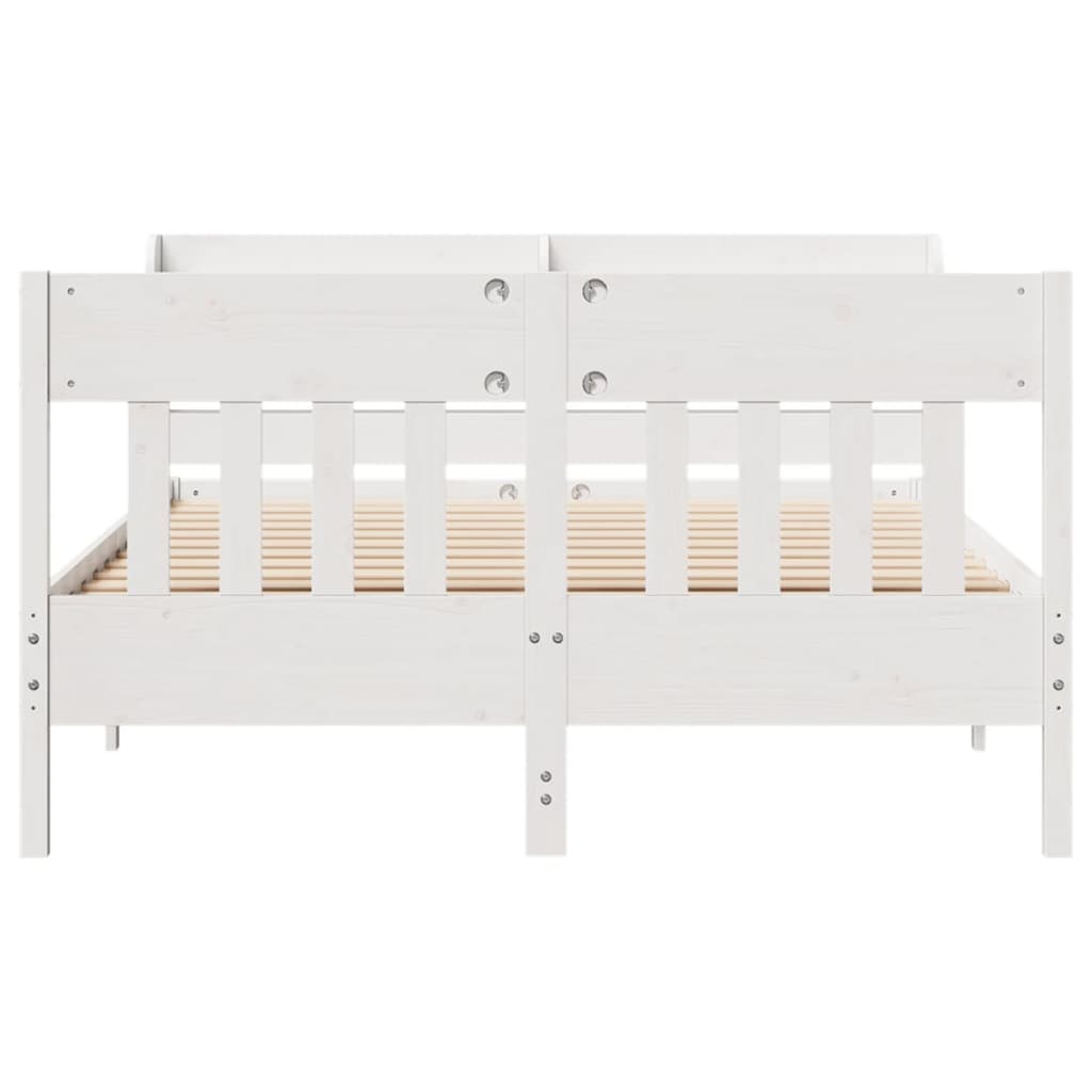 Letto Senza Materasso Bianco 160x200 Cm Legno Massello Di Pino - Image 4