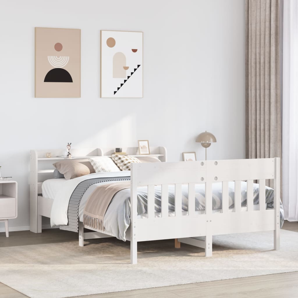 Letto Senza Materasso Bianco 150x200 Cm Legno Massello Di Pino