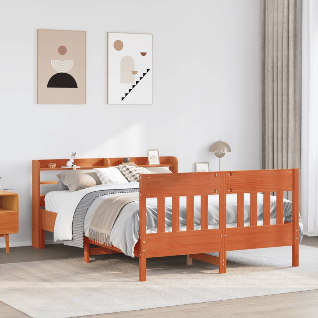 Letto Senza Materasso Marrone Cera 120x200 Cm In Legno Di Pino