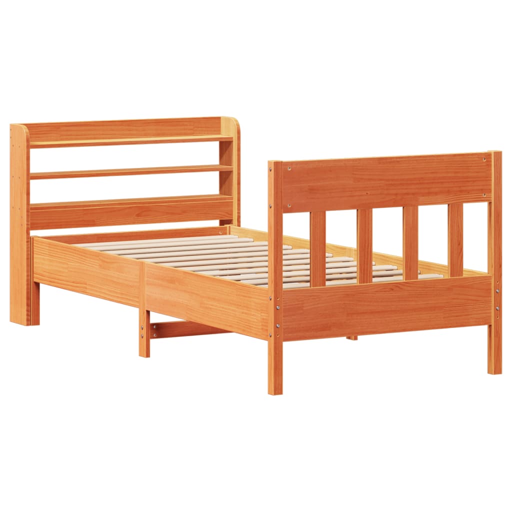 Letto Senza Materasso Marrone Cera 90x190 Cm In Legno Di Pino - Image 3