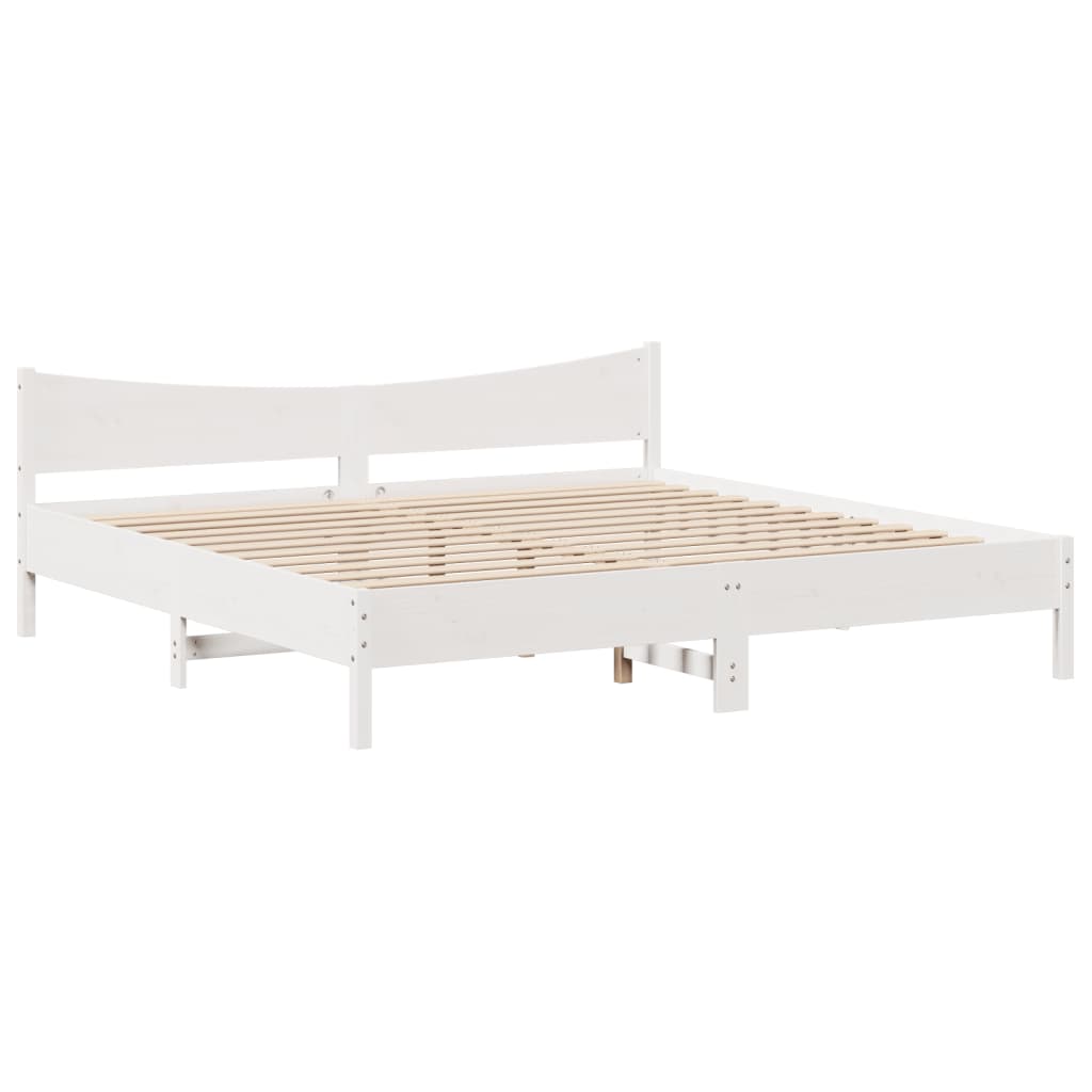 Giroletto Con Testiera Bianco 200x200 Cm Legno Massello Di Pino - Image 5