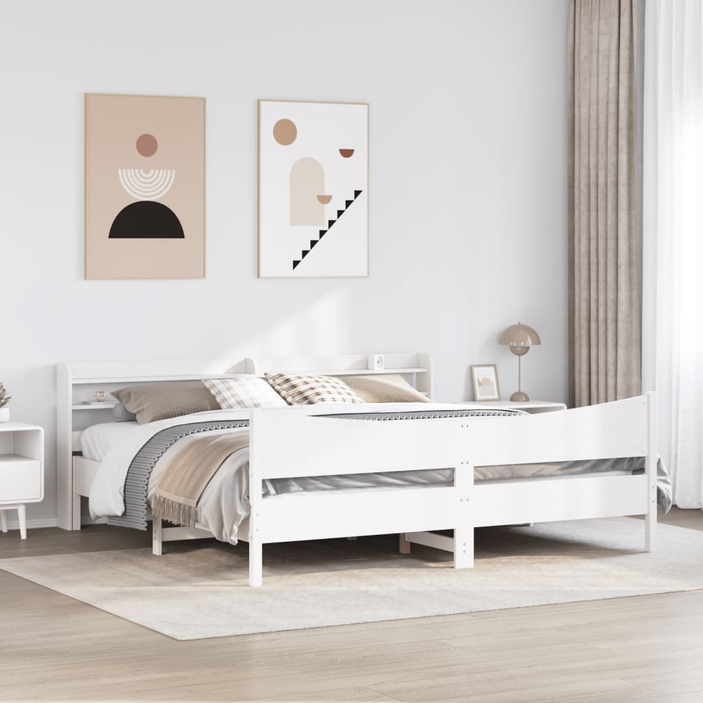 Giroletto Con Testiera Bianco 180x200 Cm Massello Pino - Image 3