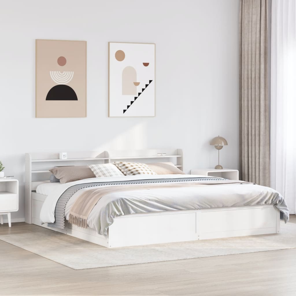Giroletto Con Testiera Bianco 180x200 Cm Massello Pino - Image 3