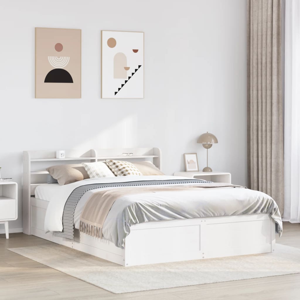 Giroletto Con Testiera Bianco 135x190 Cm Legno Massello Di Pino - Image 3