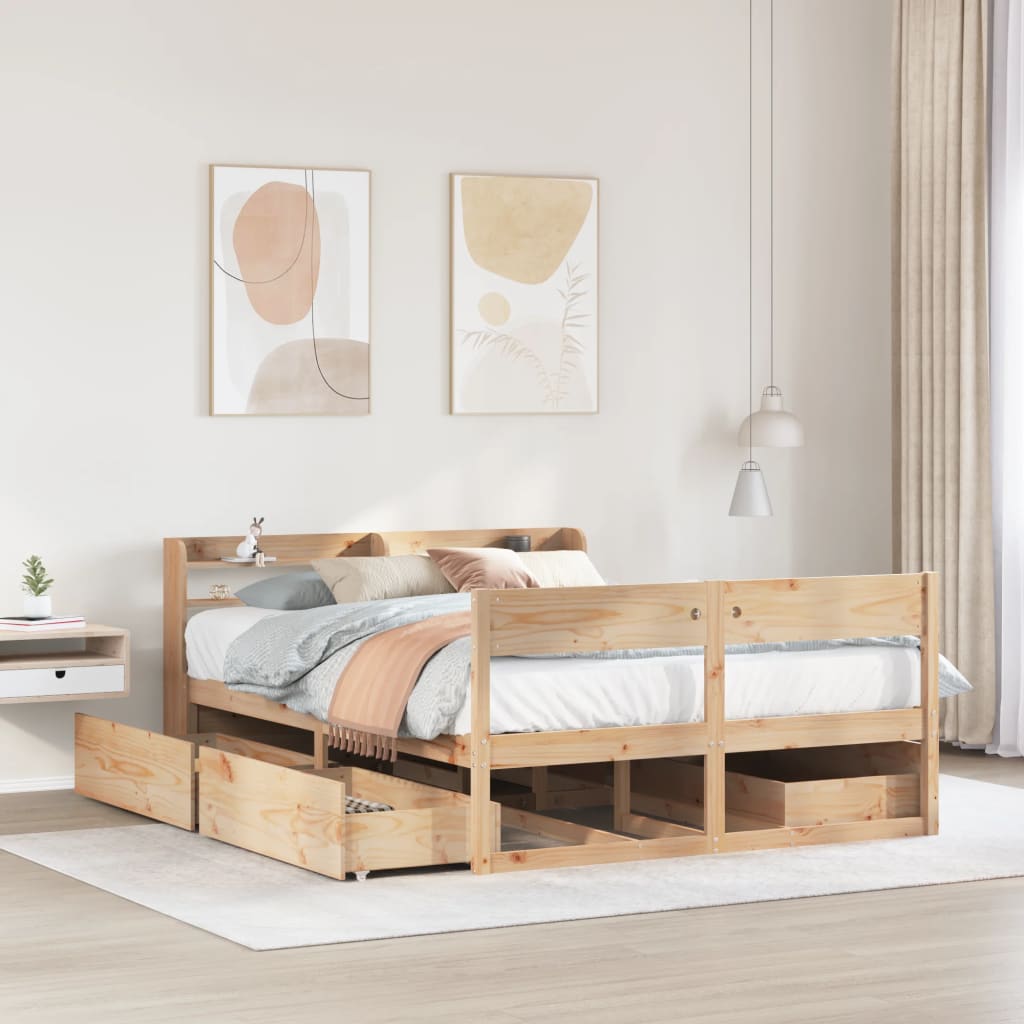Letto Senza Materasso 160x200 Cm In Legno Massello Di Pino
