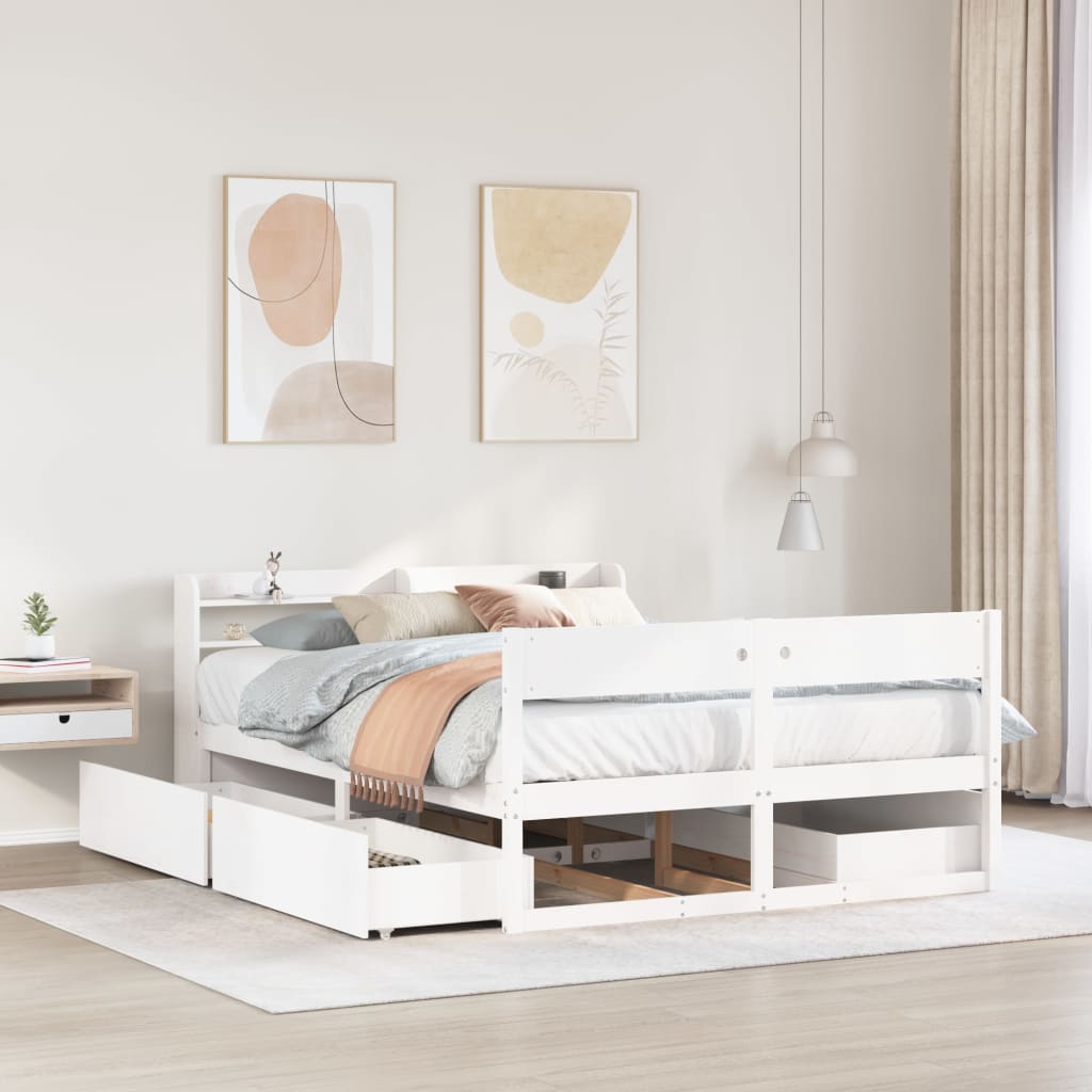 Letto Senza Materasso Bianco 160x200 Cm Legno Massello Di Pino