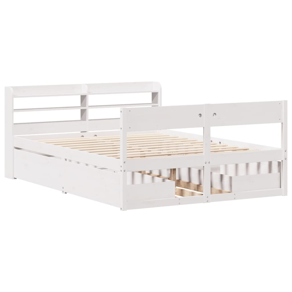 Letto Senza Materasso Bianco 160x200 Cm Legno Massello Di Pino - Image 3