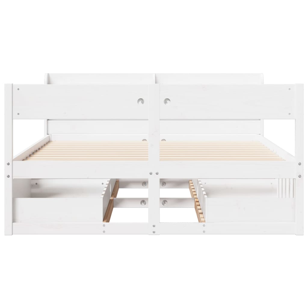 Letto Senza Materasso Bianco 160x200 Cm Legno Massello Di Pino - Image 4