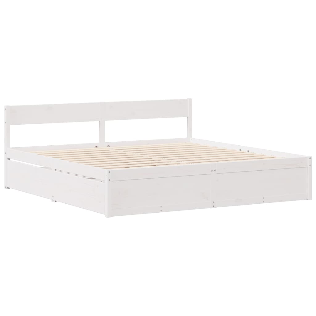 Letto Senza Materasso Bianco 160x200 Cm Legno Massello Di Pino - Image 5