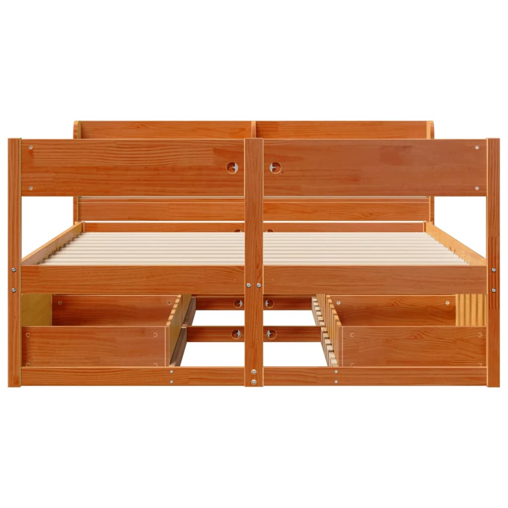 Letto Senza Materasso Marrone Cera 160x200 Cm In Legno Di Pino - Image 4