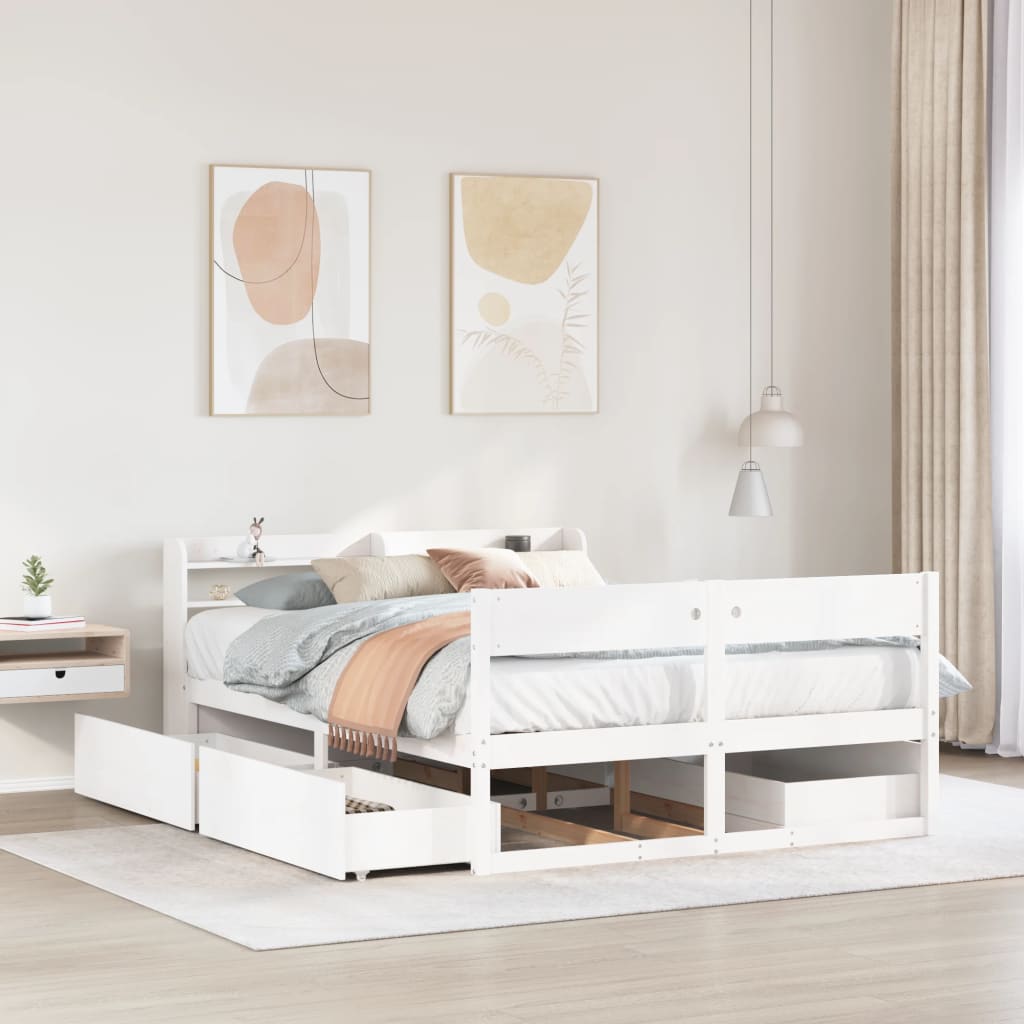 Letto Senza Materasso Bianco 140x200 Cm Legno Massello Di Pino