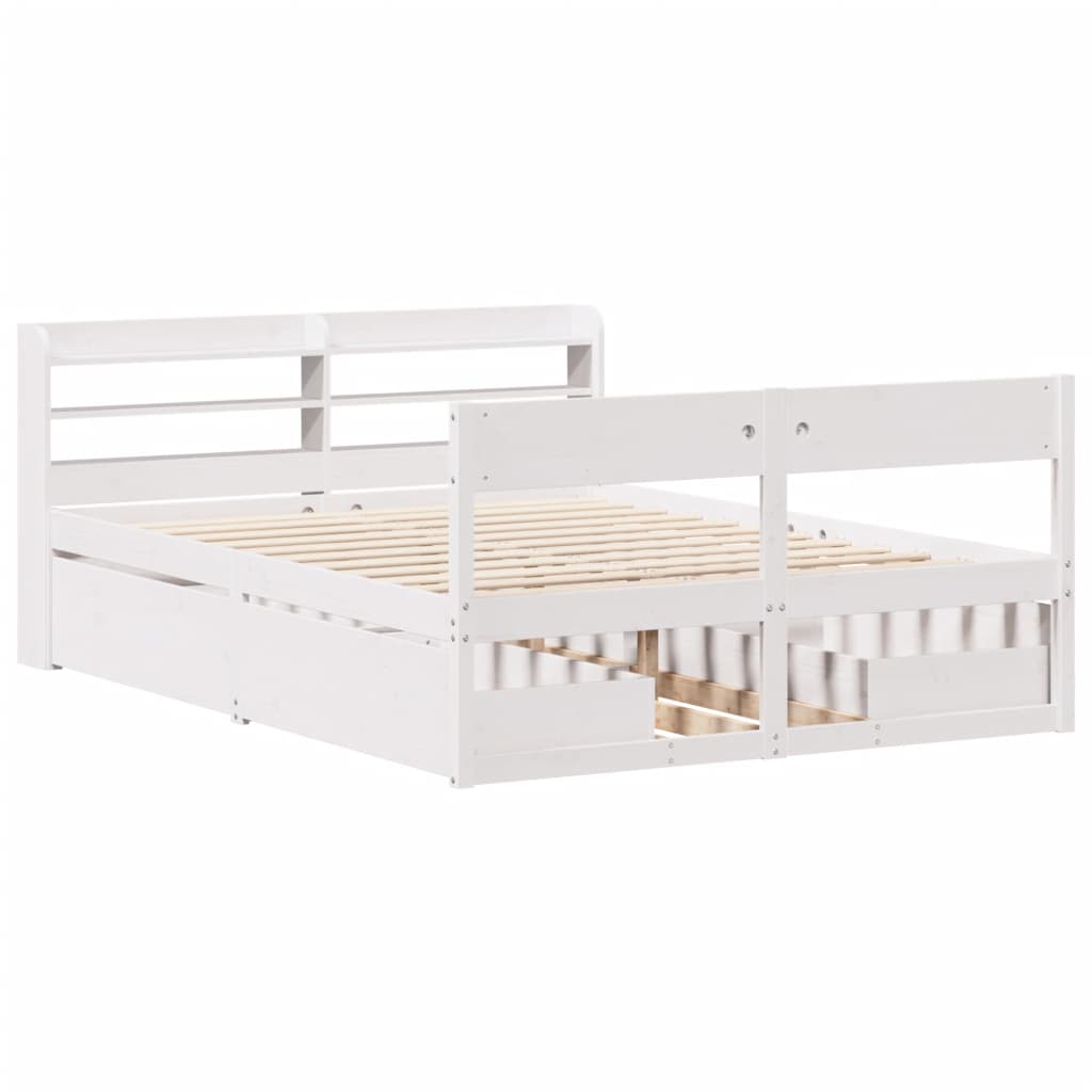 Letto Senza Materasso Bianco 140x200 Cm Legno Massello Di Pino - Image 3