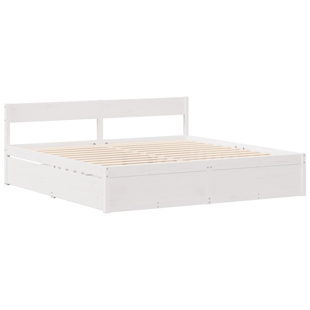 Letto Senza Materasso Bianco 140x200 Cm Legno Massello Di Pino - Image 5