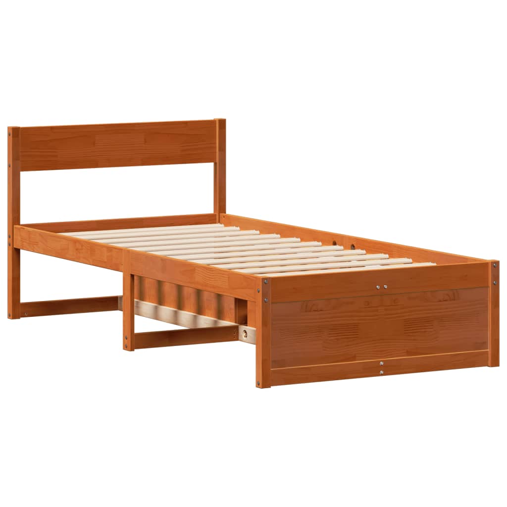 Letto Senza Materasso Marrone Cera 90x200 Cm Legno Di Pino - Image 5