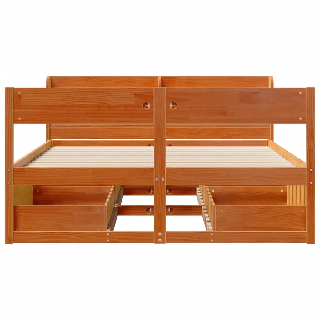 Letto Senza Materasso Marrone Cera 140x190 Cm In Legno Di Pino - Image 4
