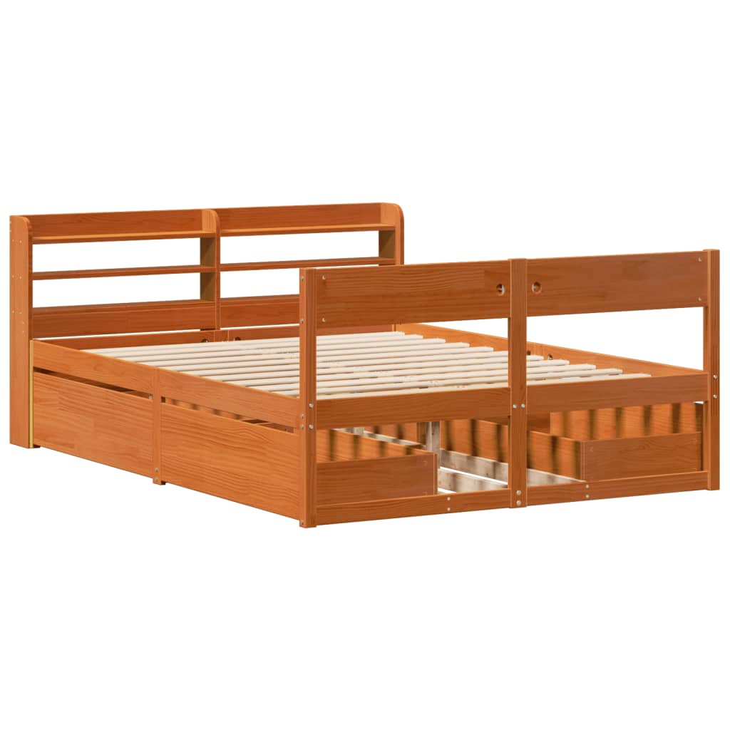 Letto Senza Materasso Marrone Cera 120x190 Cm In Legno Di Pino - Image 3