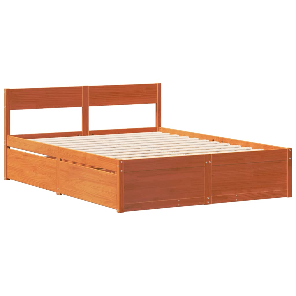 Letto Senza Materasso Marrone Cera 120x190 Cm In Legno Di Pino - Image 5