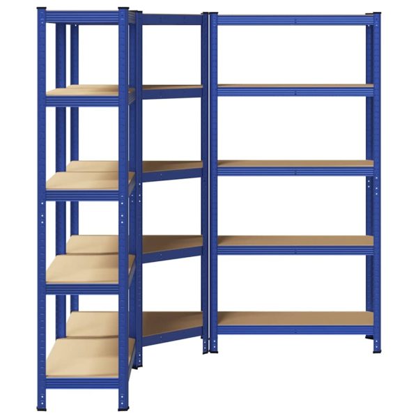 Scaffali A 5 Ripiani 3 Pz Blu In Acciaio E Legno Multistrato - Image 5