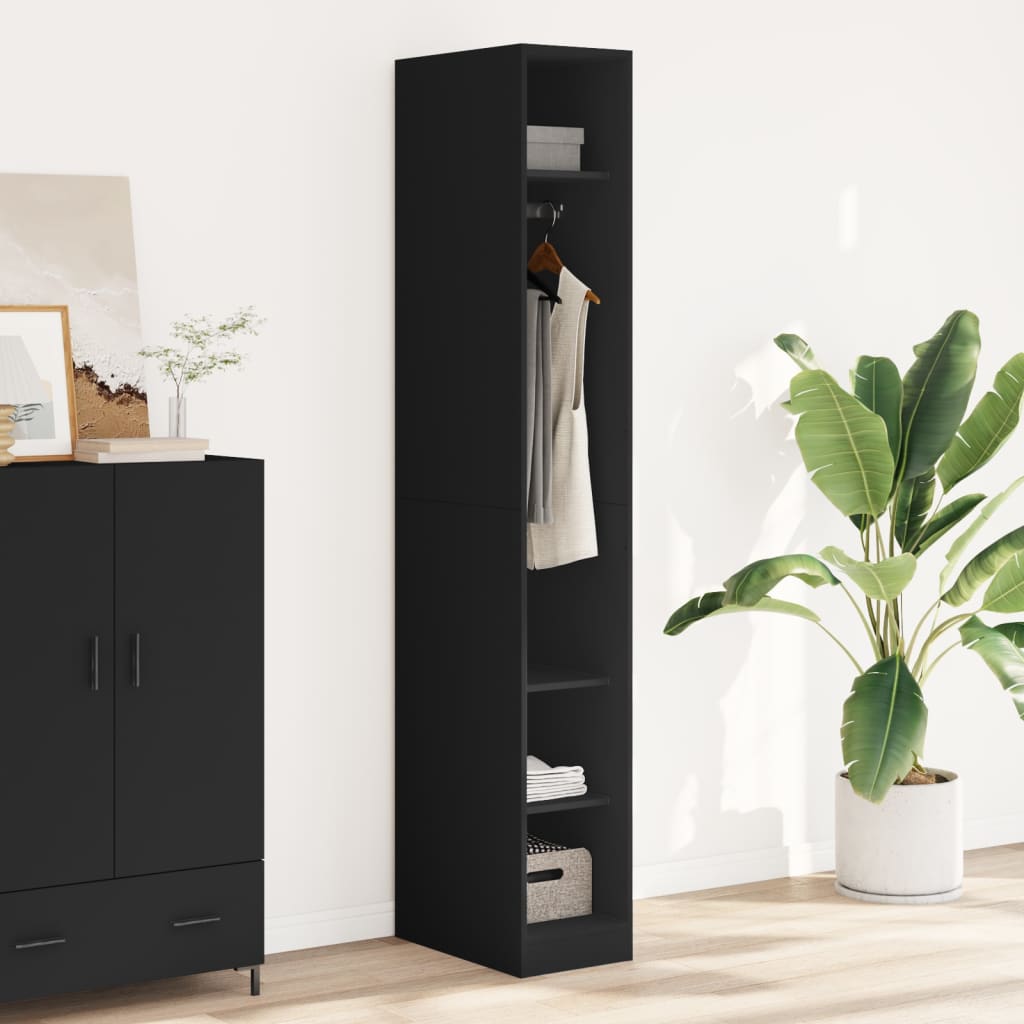 Armadio Nero 30x50x200 Cm In Legno Multistrato