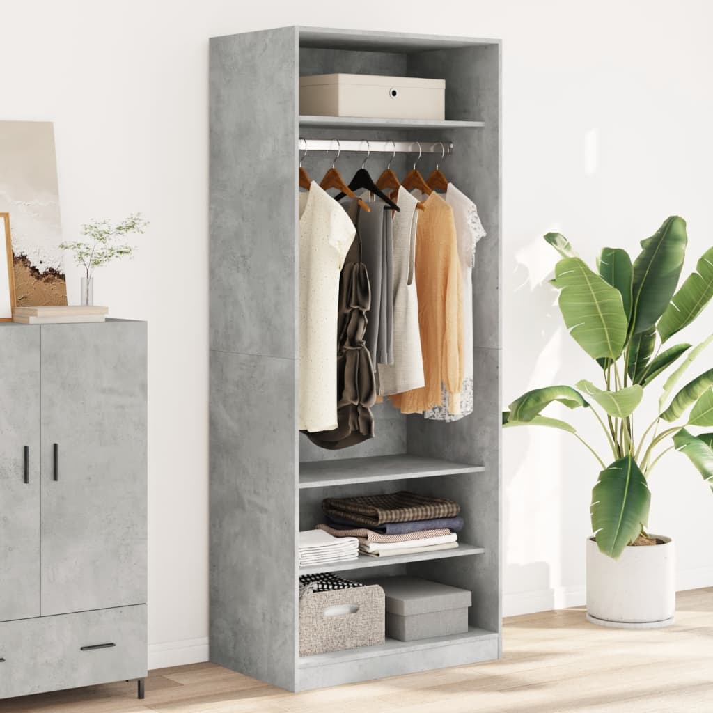 Armadio Grigio Cemento 80x50x200 Cm In Legno Multistrato