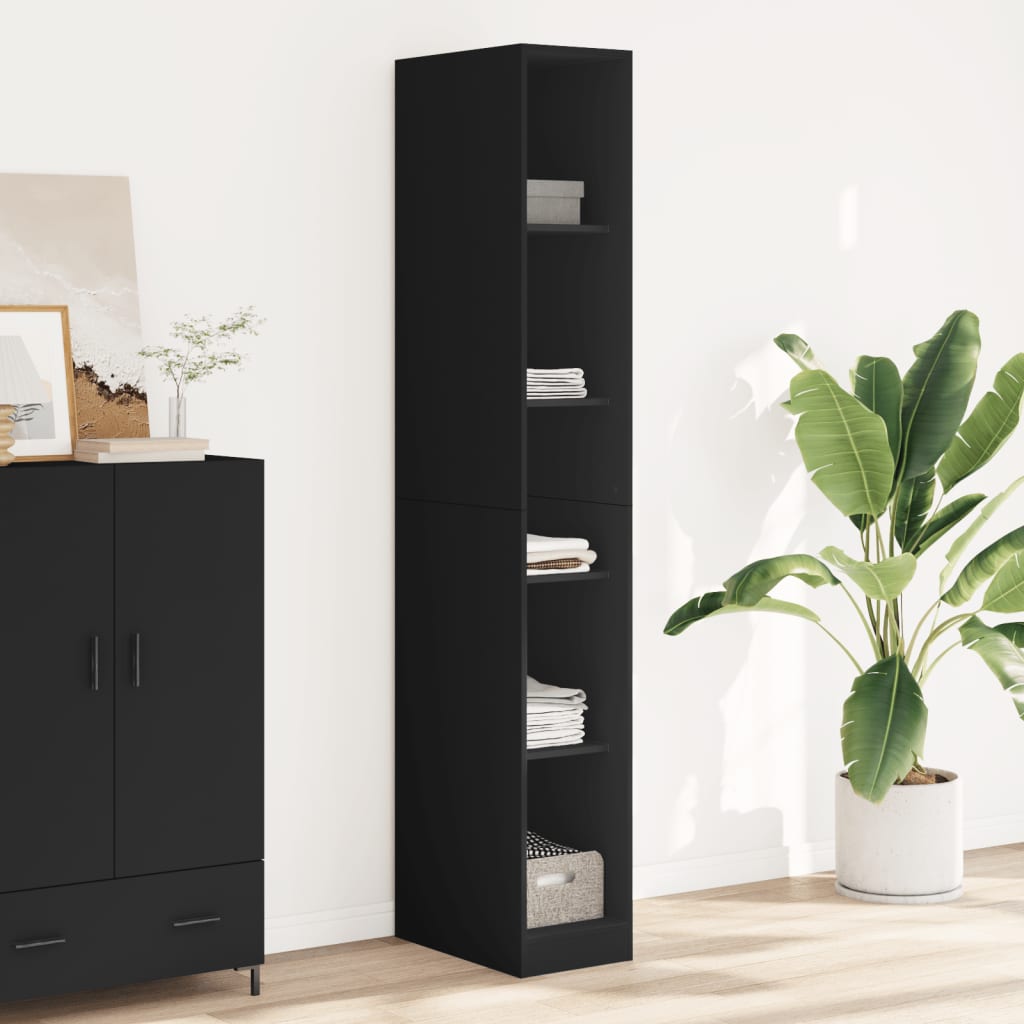 Armadio Nero 30x50x200 Cm In Legno Multistrato