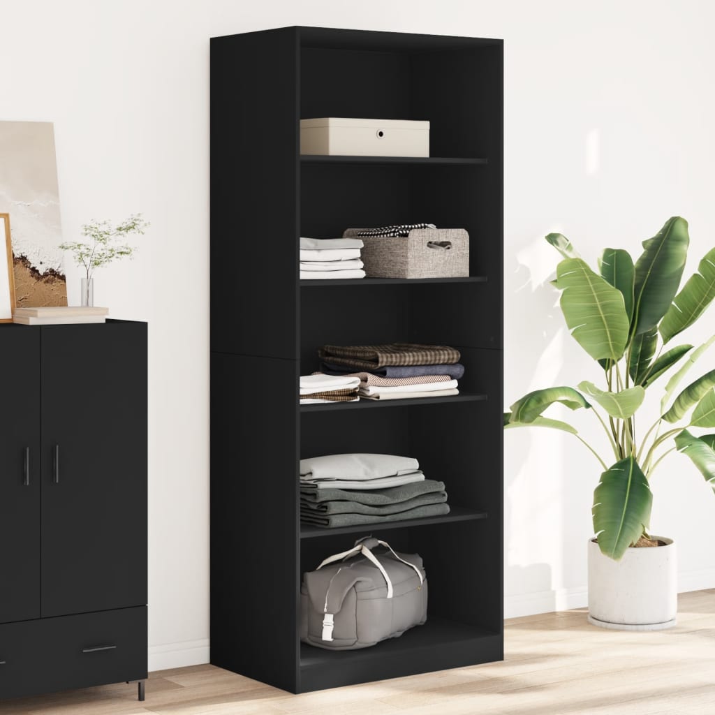 Armadio Nero 80x50x200 Cm In Legno Multistrato