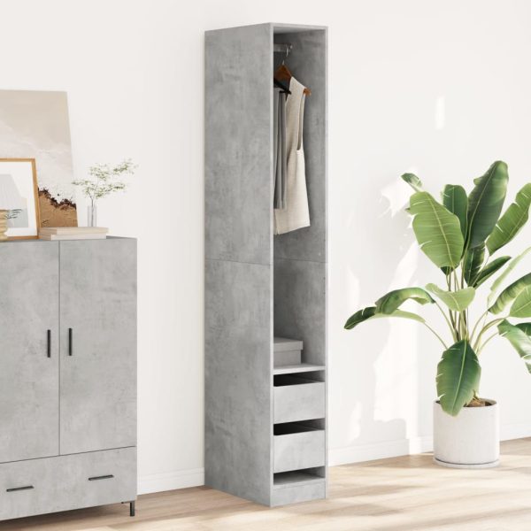 Armadio Grigio Cemento 30x50x200 Cm In Legno Multistrato - Image 3